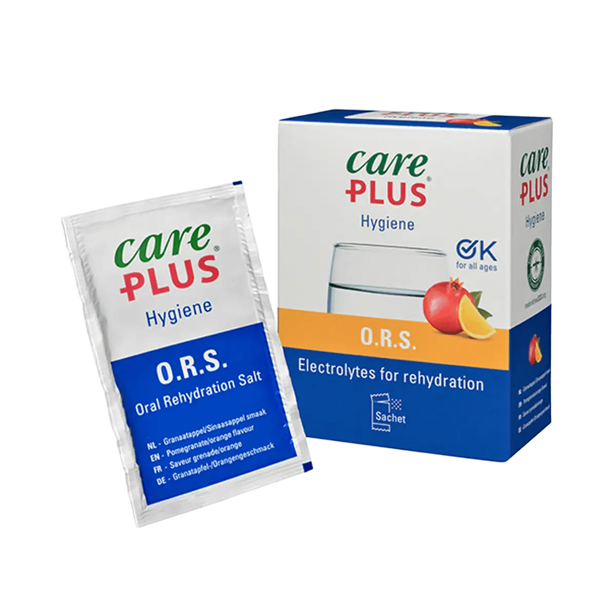Care Plus O.R.S. Granaatappel / sinaasappel 10 zakjes - Goedvoorbereid.nl