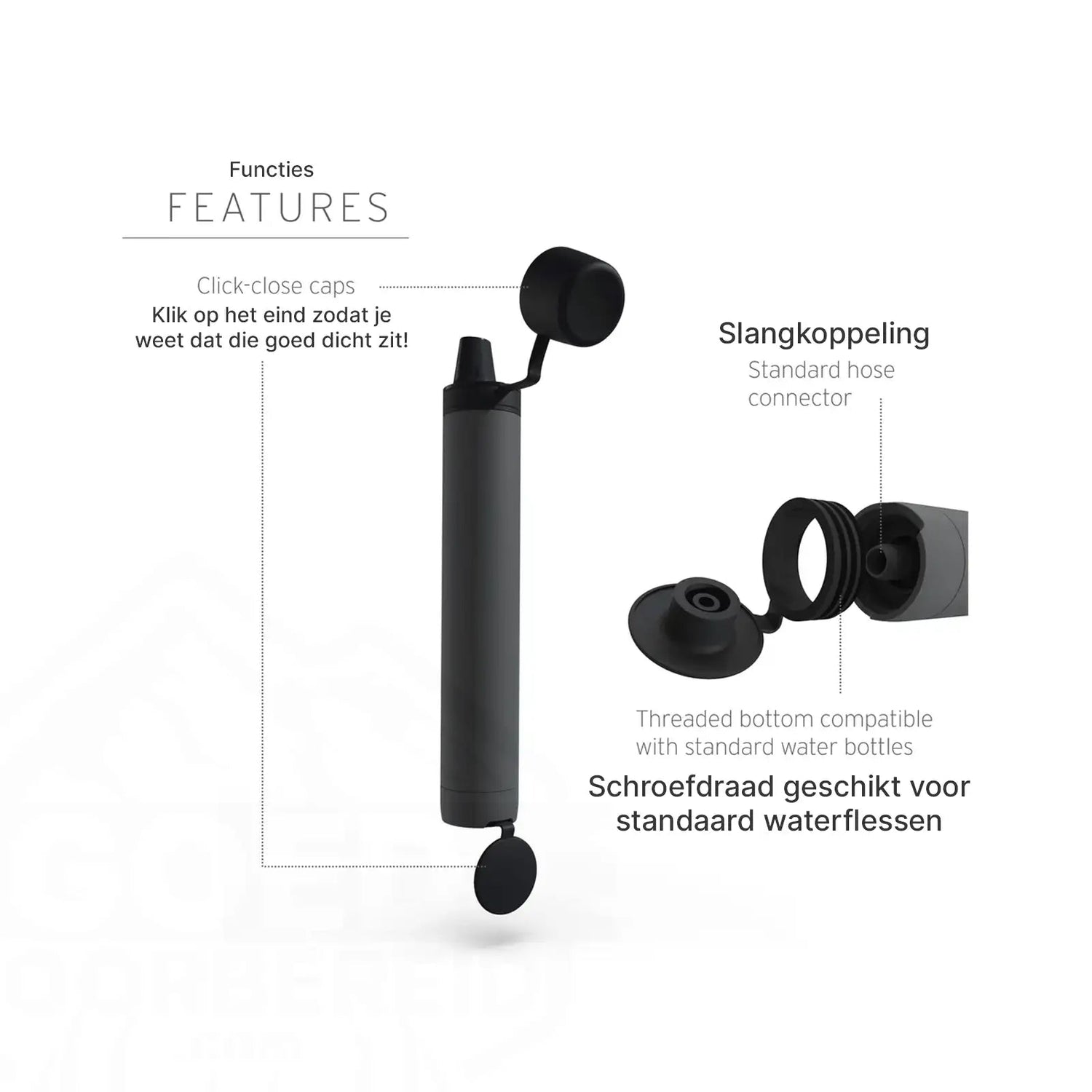 LifeStraw Peak Series Personal Water Filter 'Straw' Donkergrijs - Goedvoorbereid.nl