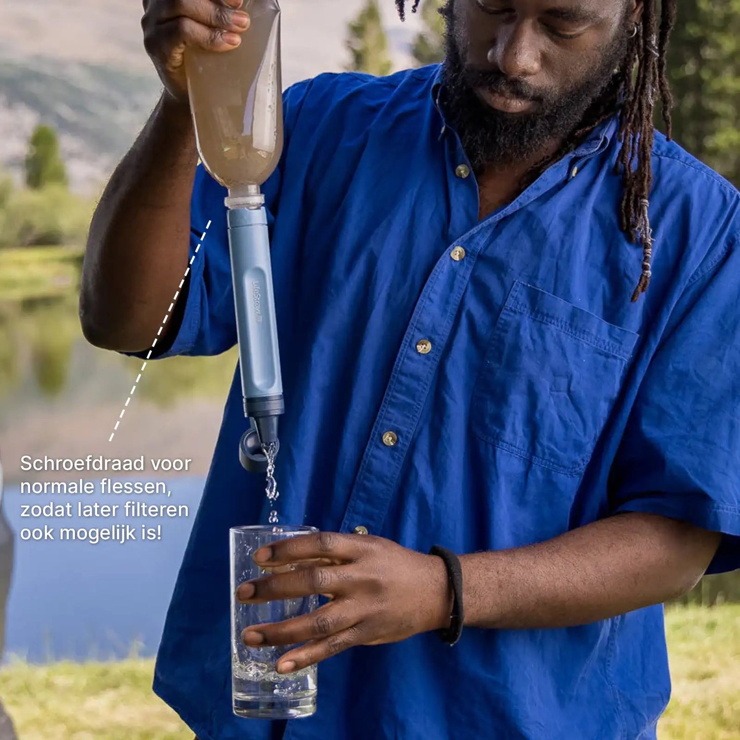 LifeStraw Peak Series Personal Water Filter 'Straw' Donkergrijs - Goedvoorbereid.nl
