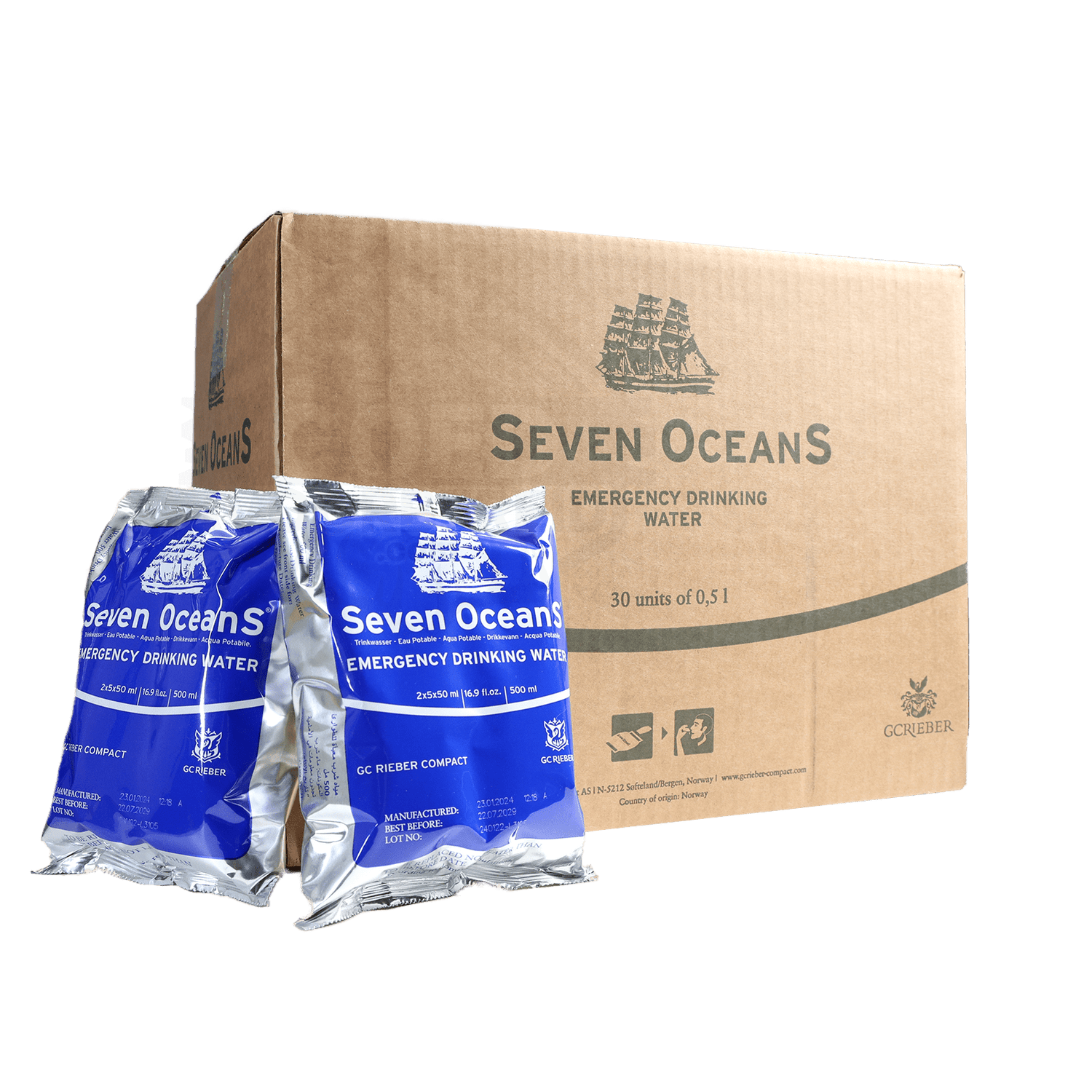 Seven Oceans drinkwater rantsoen 500ml - Goedvoorbereid.nl