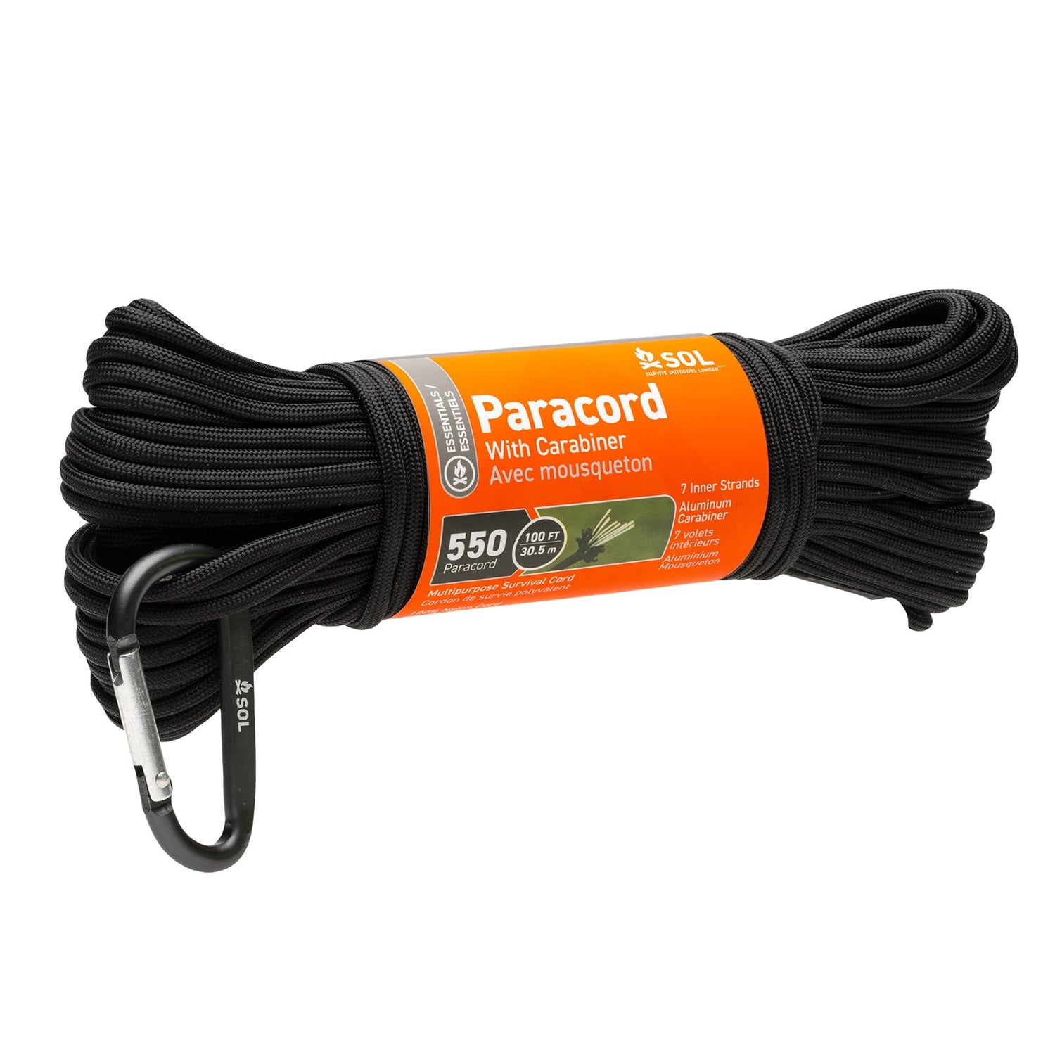 S.O.L. 550 Paracord 30,5m + carabiner - Goedvoorbereid.nl
