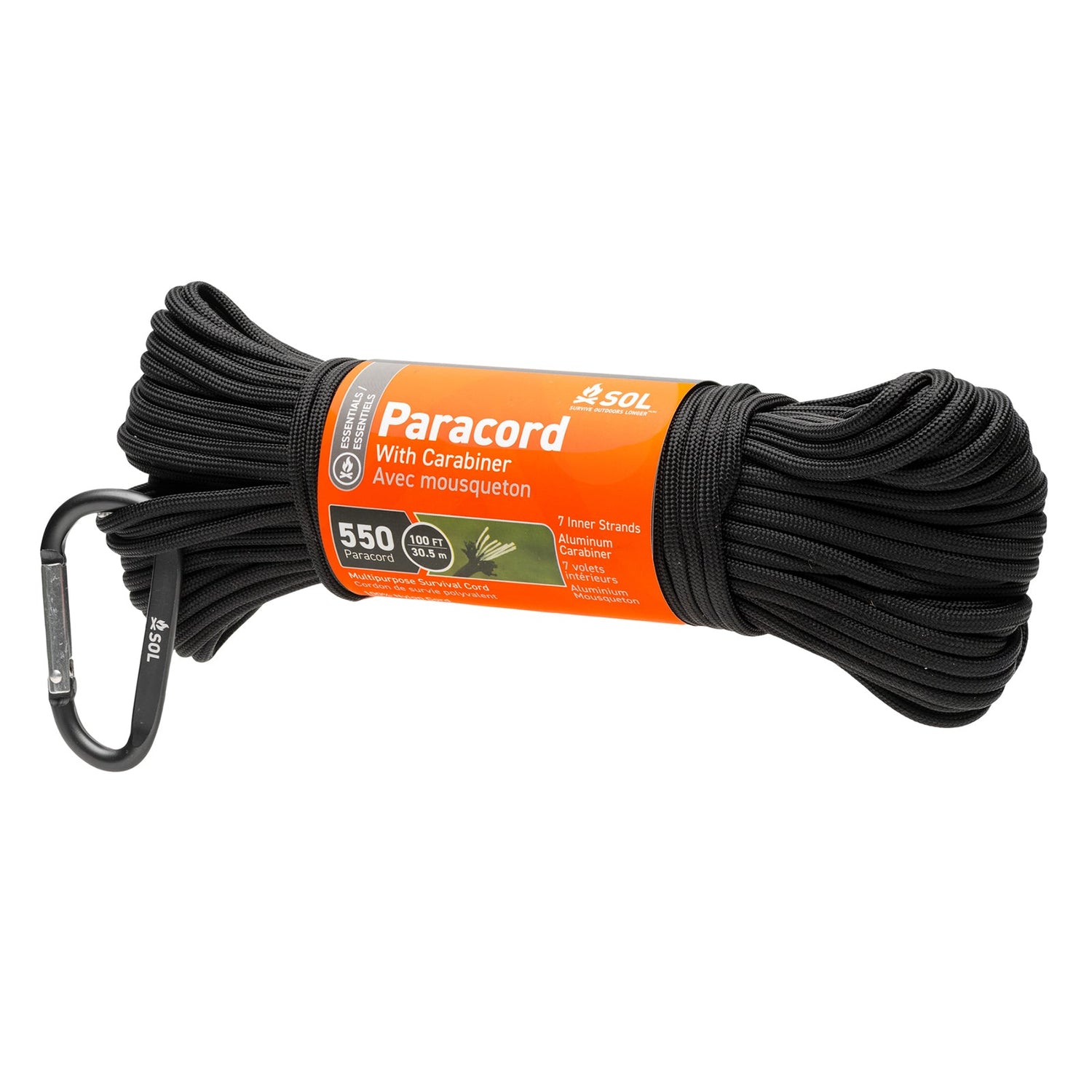 S.O.L. 550 Paracord 30,5m + carabiner - Goedvoorbereid.nl