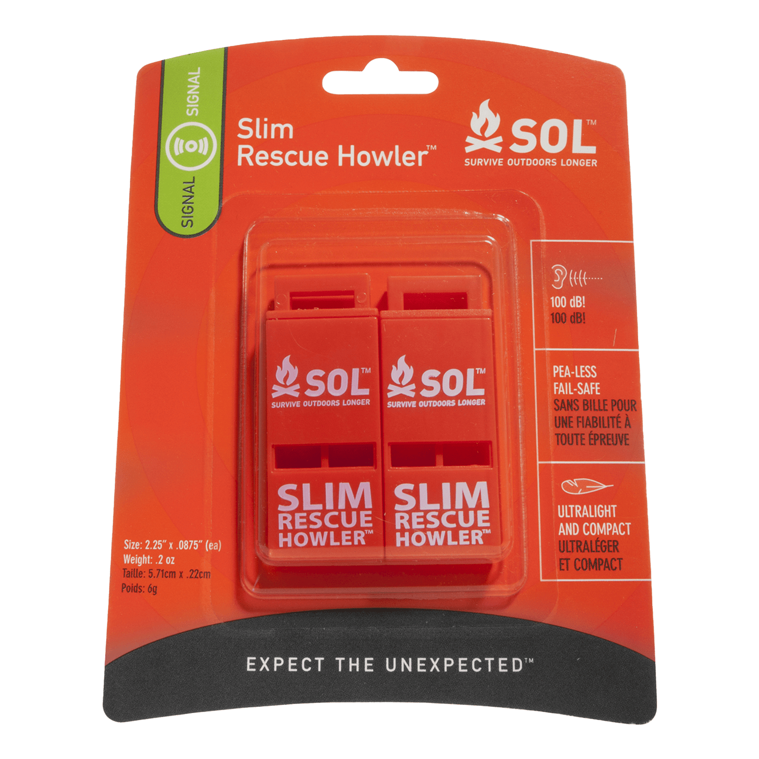 S.O.L. Slim Rescue Howler (noodfluit) - Goedvoorbereid.nl