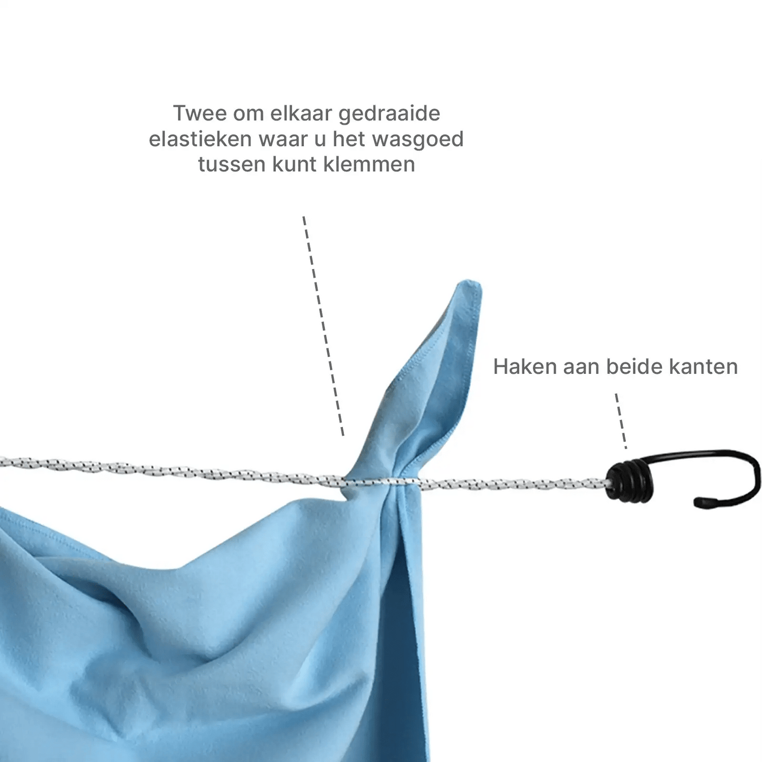 TravelSafe waslijn elastisch 2m (Incl. universele afvoerstop) - Goedvoorbereid.nl