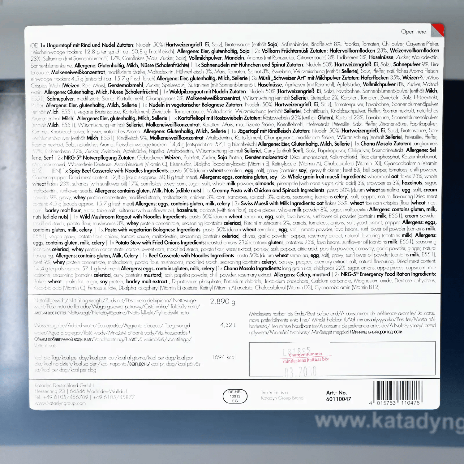 Trek 'n Eat Emergency Food 7 dagen noodrantsoen (met vlees) - Goedvoorbereid.nl