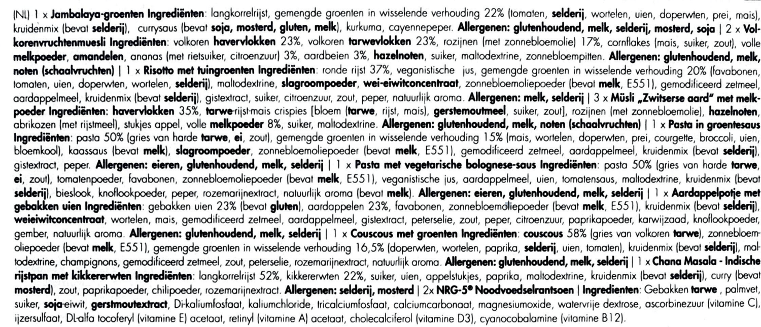 Trek 'n Eat Emergency Food 7 dagen noodrantsoen (vegetarisch) - Goedvoorbereid.nl