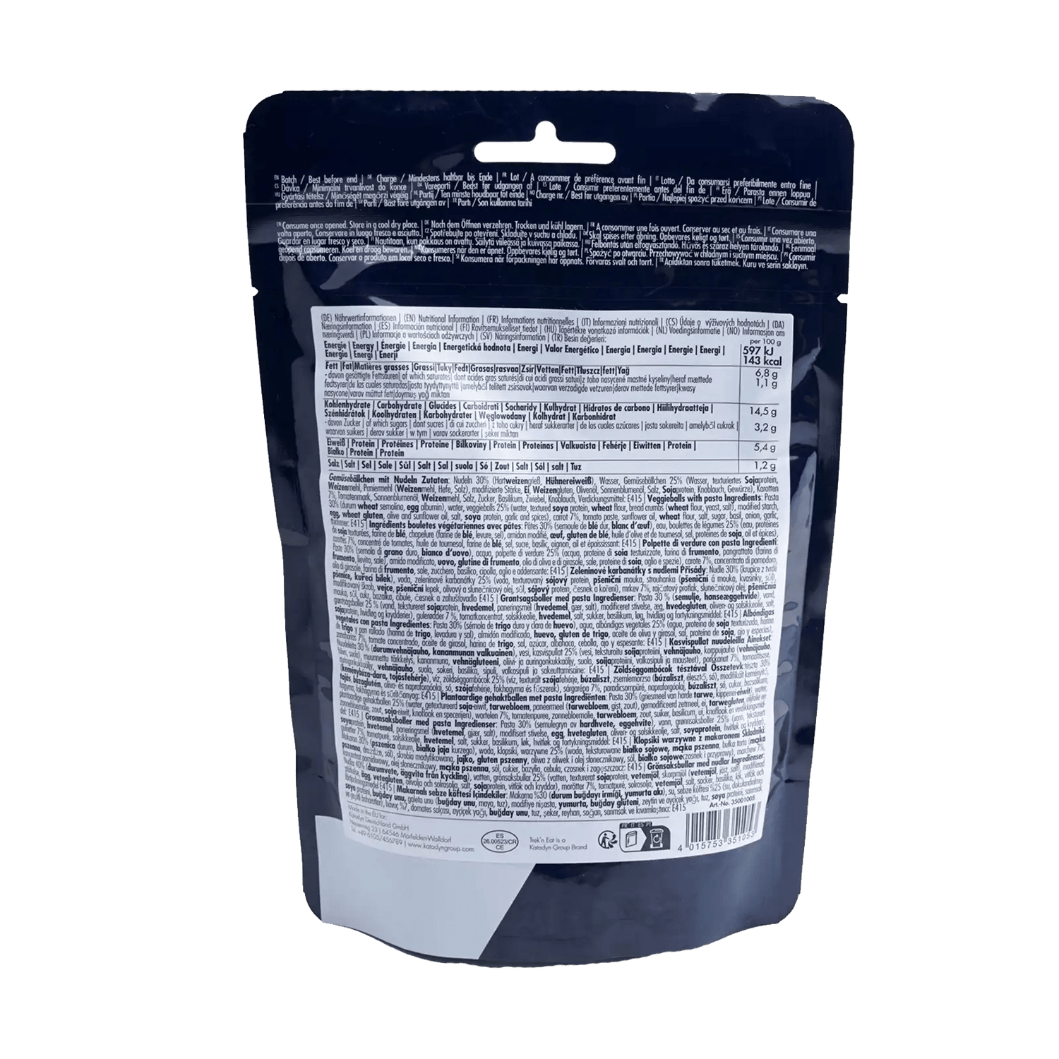 Trek 'n Eat RTE Series - Plantaardige gehaktballen met pasta 350g - Goedvoorbereid.nl