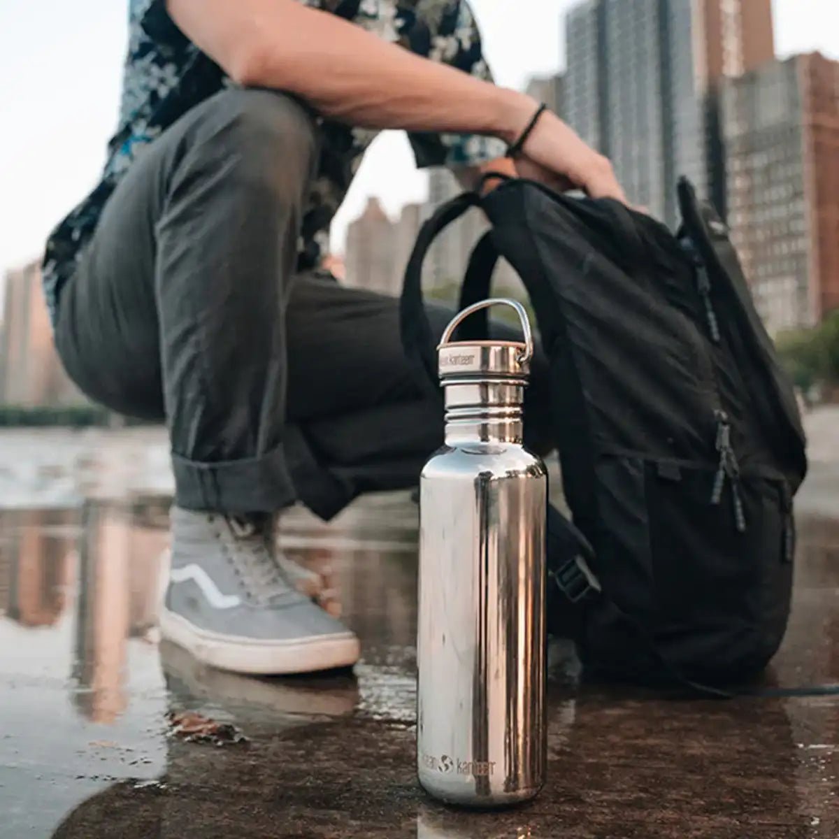 Klean Kanteen Drinkfles Reflect met bamboedop 800ml - Goedvoorbereid.nl