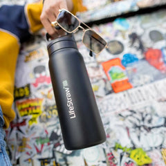 LifeStraw Go 2.0 Water Filter Fles 1L Zwart RVS - Goedvoorbereid.nl